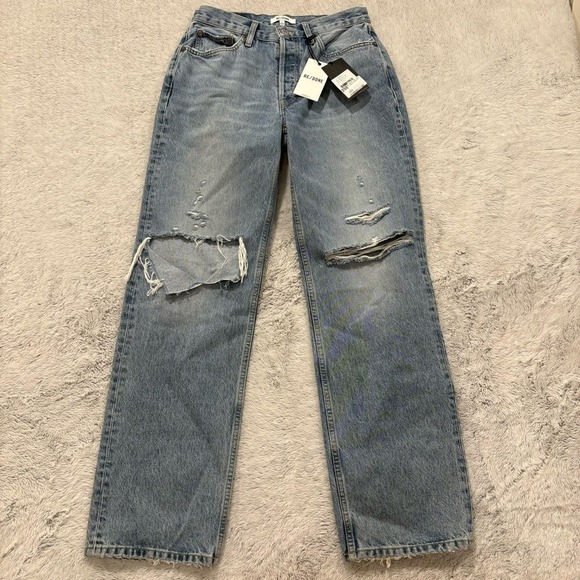 RE/DONE 90s Comfy Jean - Sunfaded Destroy Women's Size 26 Distressed NWT Revolve - Picture 5 of 14